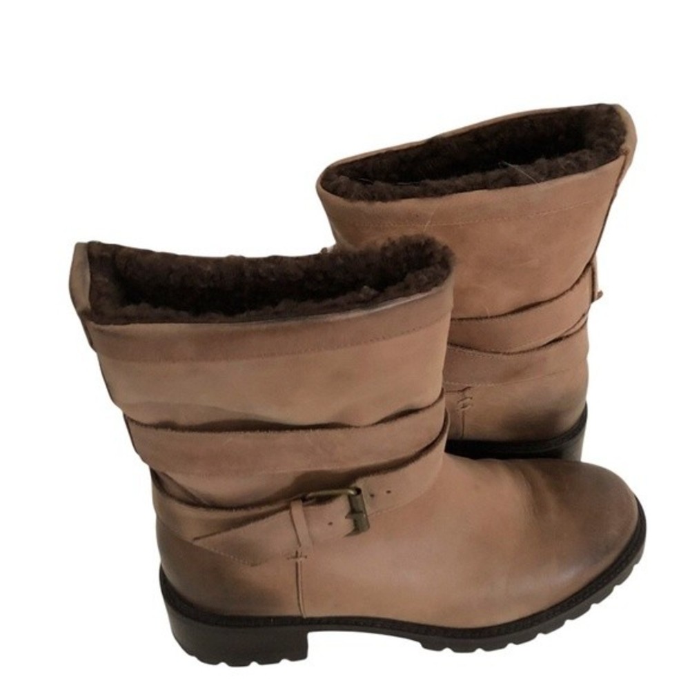 ROSS & SNOW Christiana Genuine Shearling Lined Moto Boot Size 9